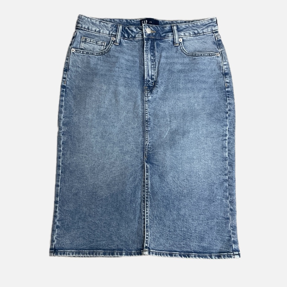 Gap Denim Midi Skirt Light Wash Size 8/29 Front Slit‎ NWOT 2024